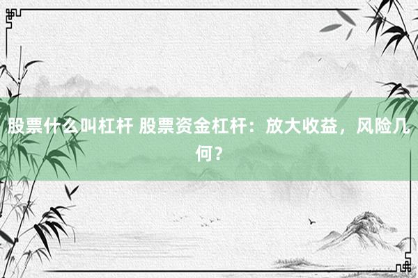 股票什么叫杠杆 股票资金杠杆：放大收益，风险几何？